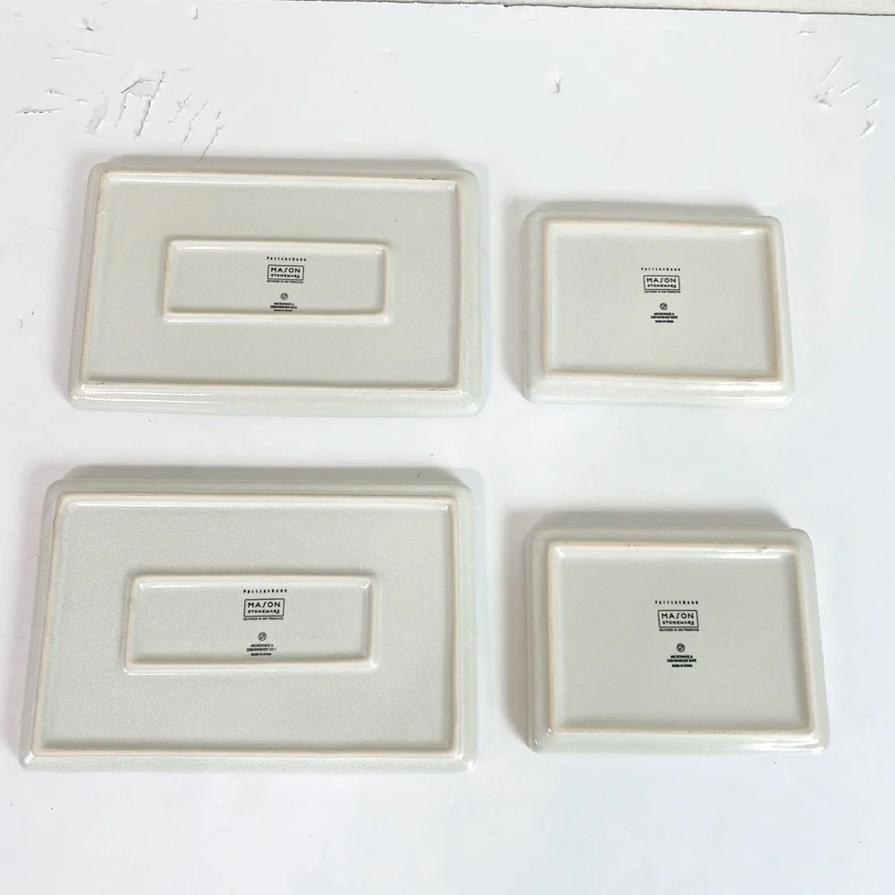 Pottery Barn Rectangle Mason Stoneware Plates Set Of 4